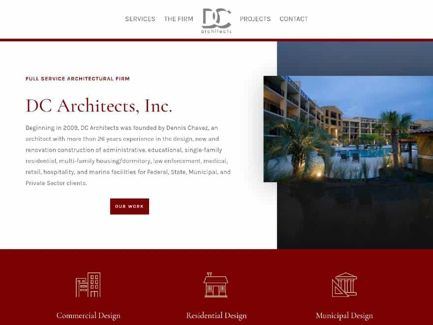 dcarchitectsinc.com website screenprint