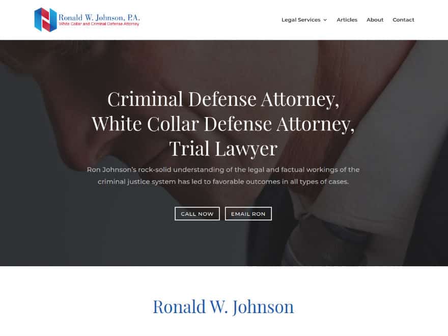 ronaldwjohnsonlaw.com home page screen shot