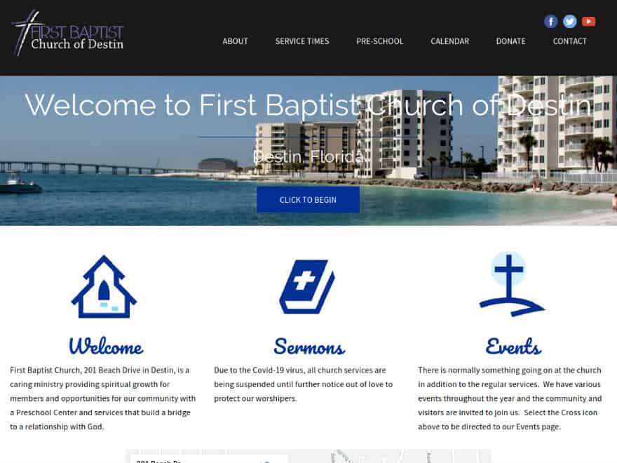 firstbaptistdestin.com home page screen print