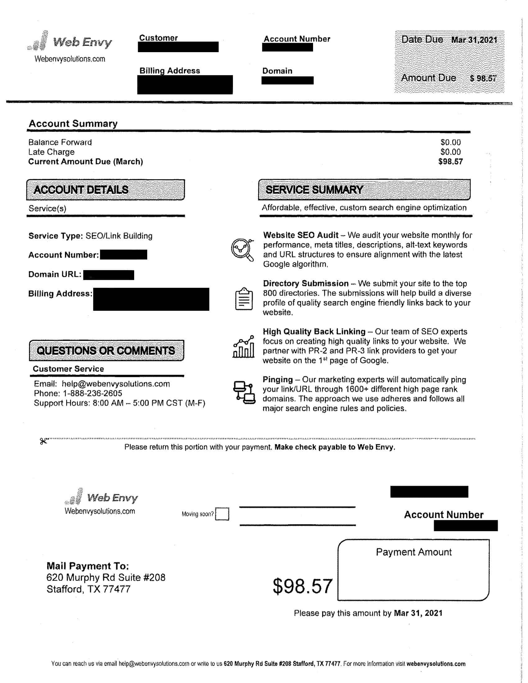 fake invoice from webenvysolutions.com